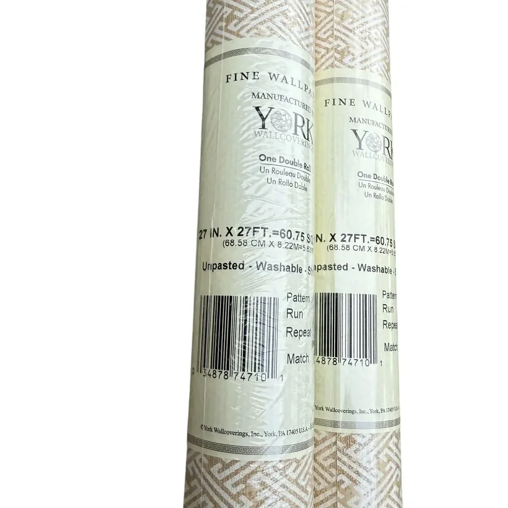 York Fine Wallpaper Beige White Geometric Traditional Style AD1231 One Roll NEW